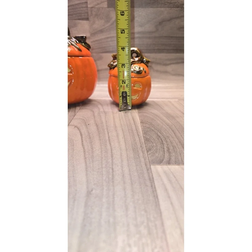 Lot of 3 Vibrant Orange Hand-crafted Ceramic Pumpkin Decor